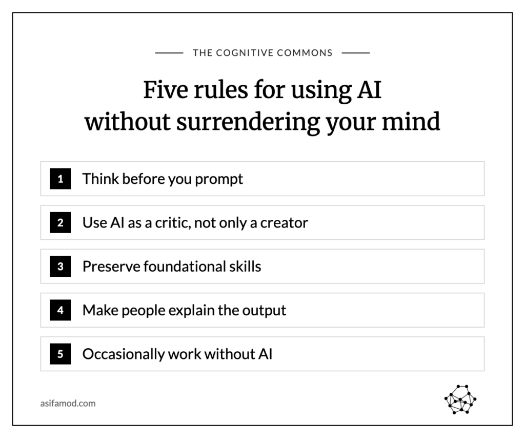 Cognitive Commons: five rules for using AI without surrendering your mind
